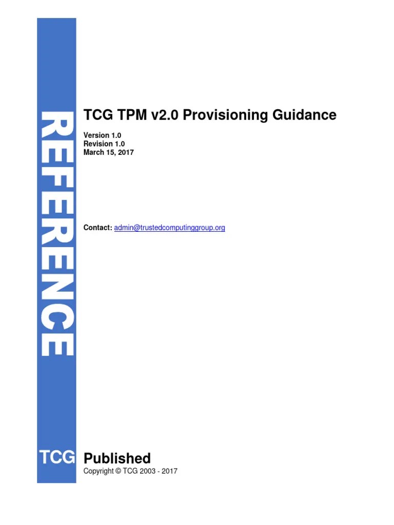 TCG TPM V2.0 Provisioning Guidance Published V1r1 | PDF | Virtual ...