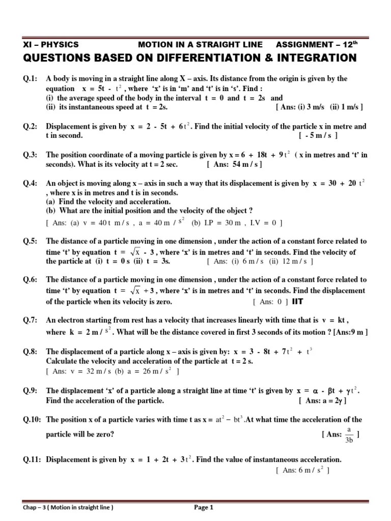 Unit 2 Numericals, Class 11 | PDF | Acceleration | Velocity