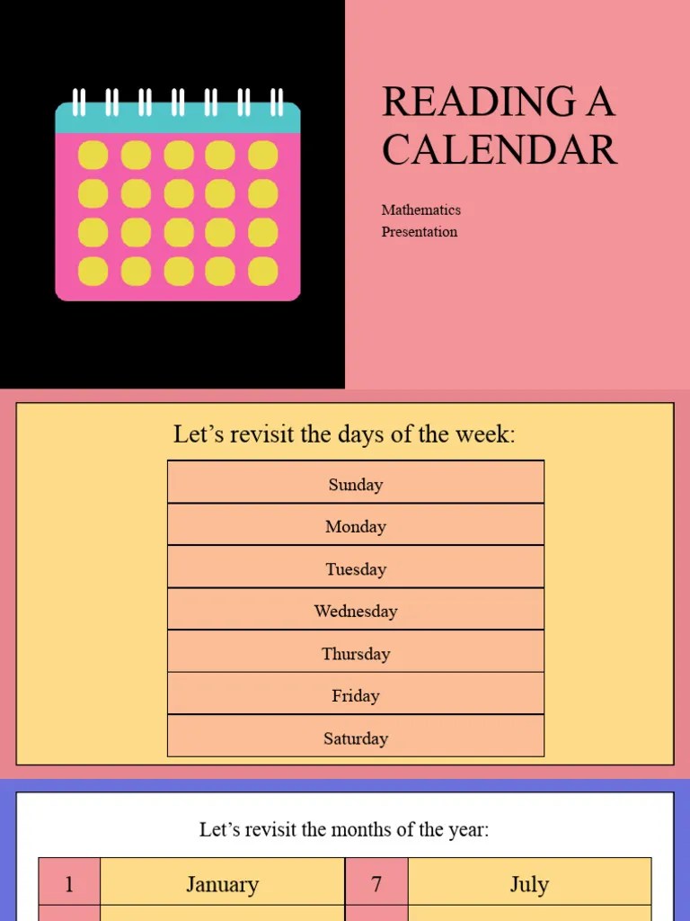 ' Reading A Calendar Mathematics Presentation In ' Colourful Grid Style ...