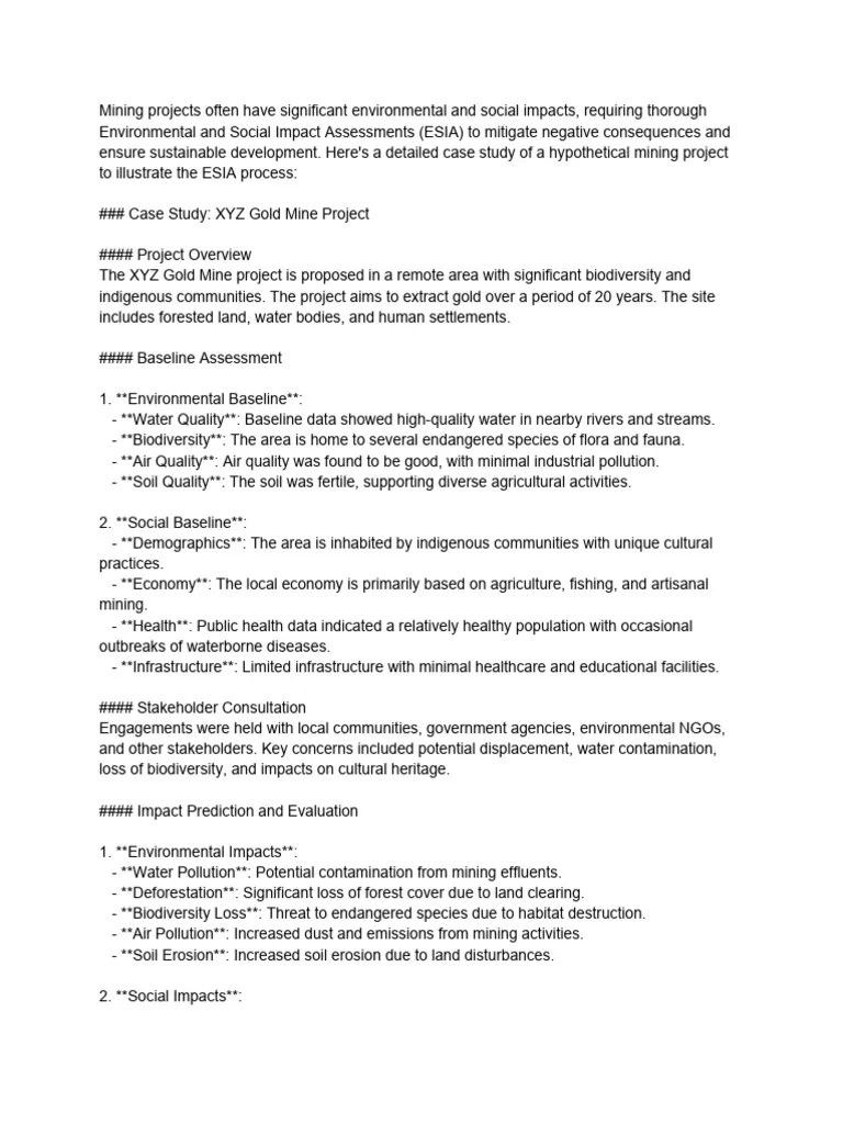 Mining Projects Often Have Significant Environmental And Social Impacts ...