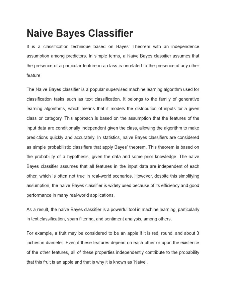 Naive Bayes Classifier | PDF | Statistical Classification | Machine ...