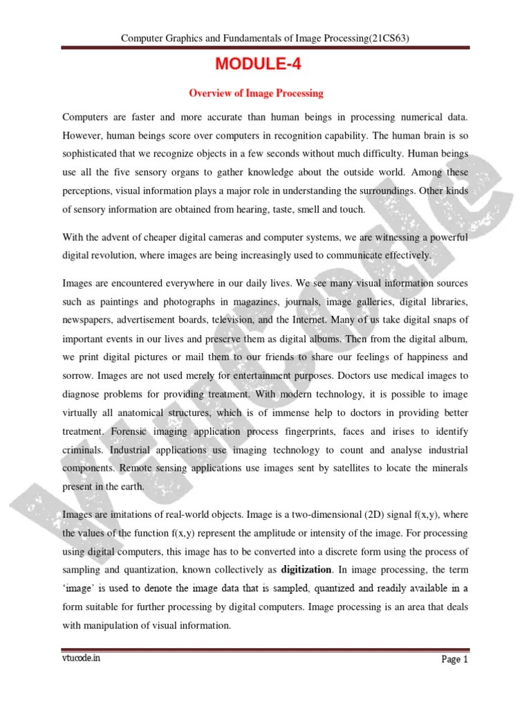 @vtucode - In 21CS63 Module 4 PDF 2021 Scheme | PDF | Image Resolution | Computer Vision
