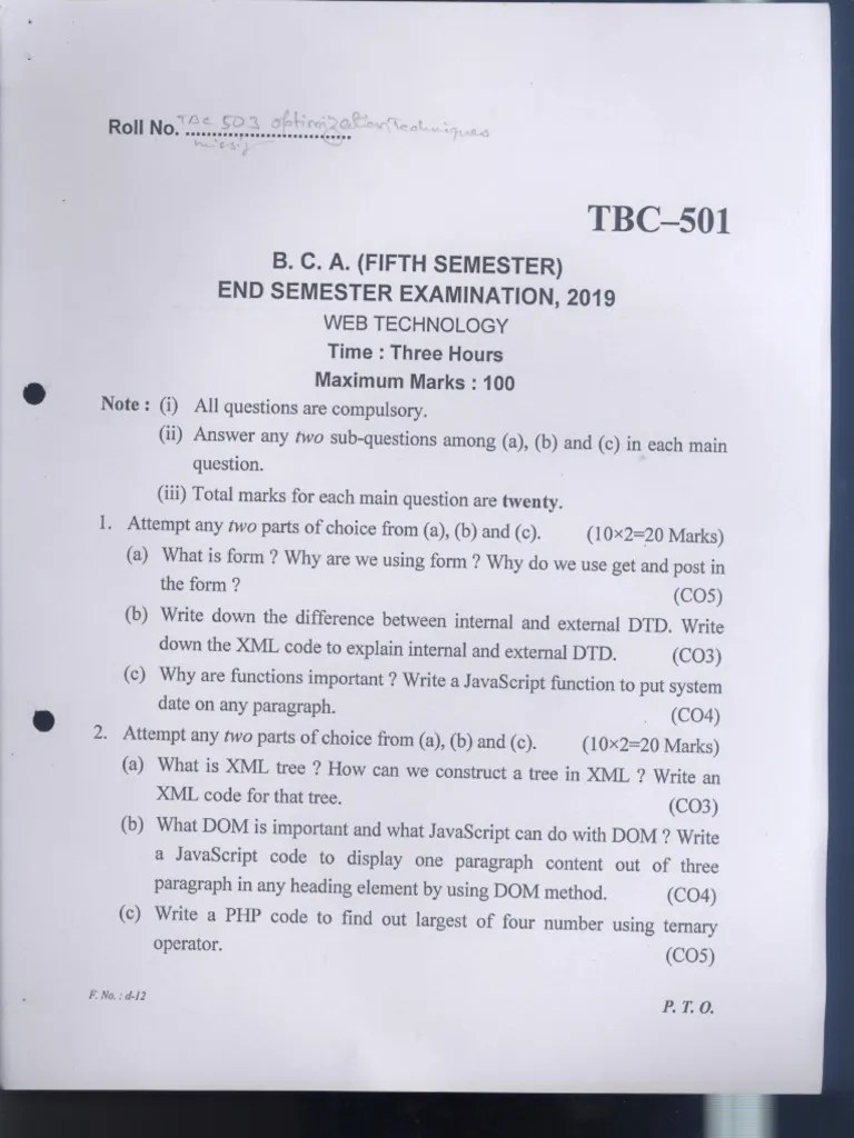 5TH Sem Bca 2019 | PDF