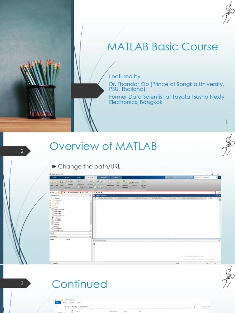 MATLAB Basic Course - Lecture 1 | PDF | Computers