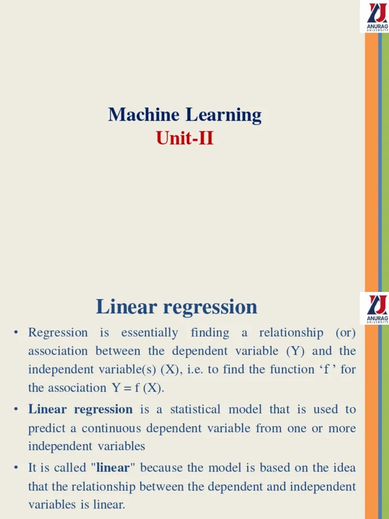MachineLearning Unit II | PDF | Regression Analysis | Linear Regression