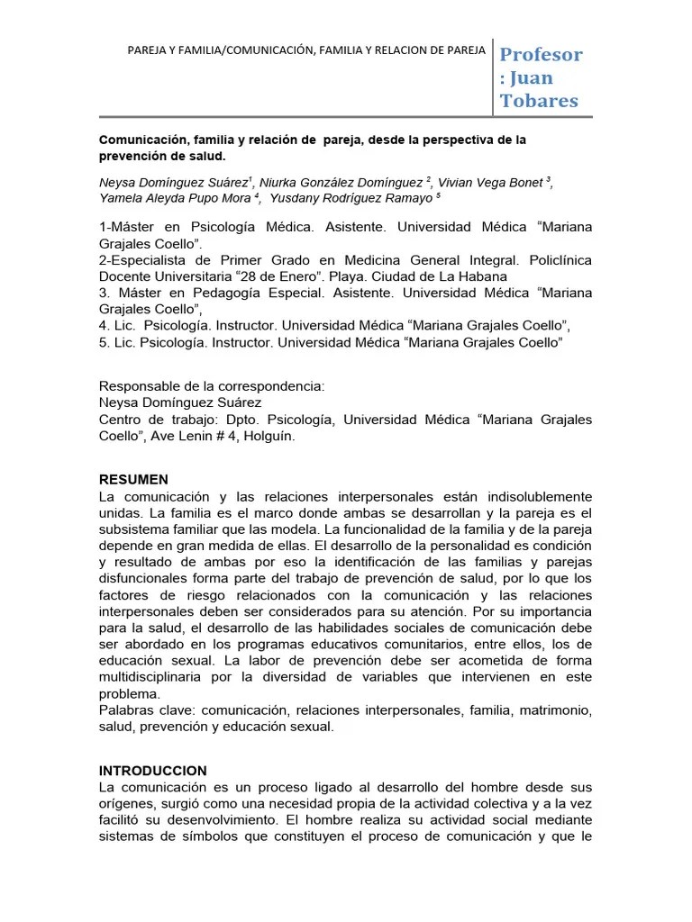 Clase 3-Comunicación,familia Y Relación De Pareja | PDF | Comunicación | Las Emociones