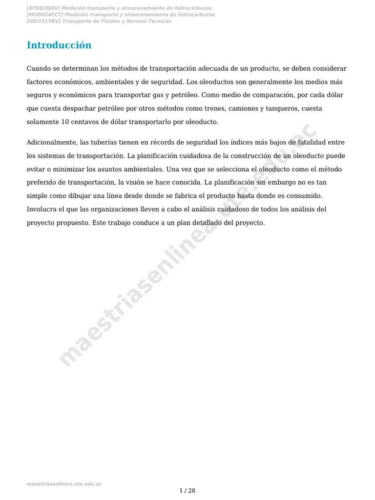 Transporte De Fluidos Y Normas Técnicas | PDF | Petróleo | Agua