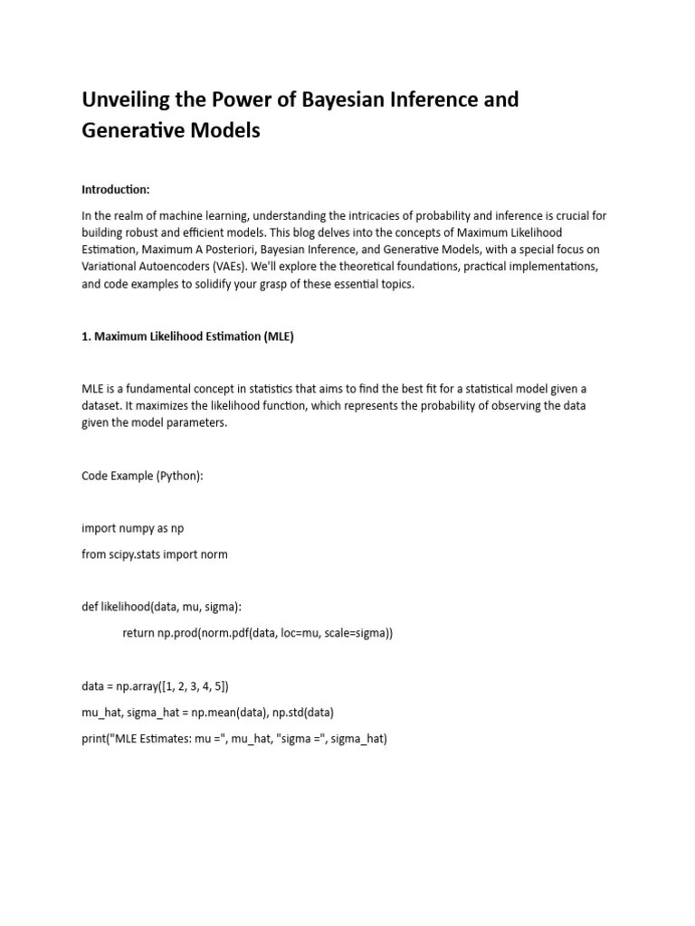 Unveiling The Power Of Bayesian Inference And Generative Models | PDF ...