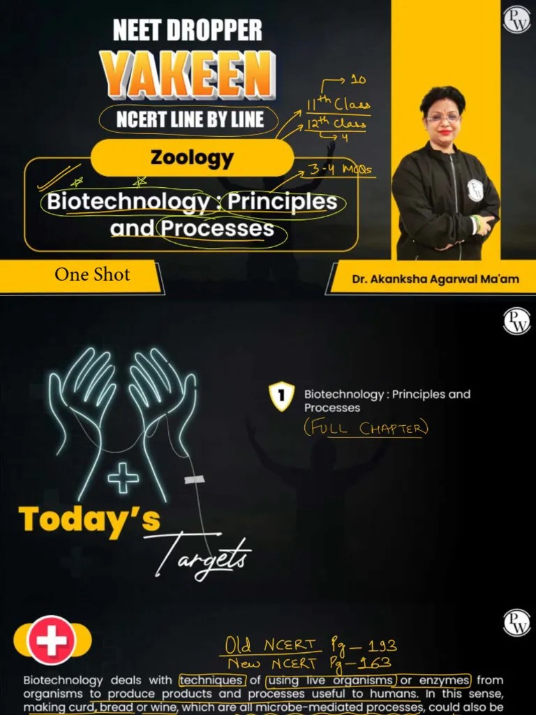 Biotechnology Principles And Processes (One Shot) - Class Notes NCERT ...