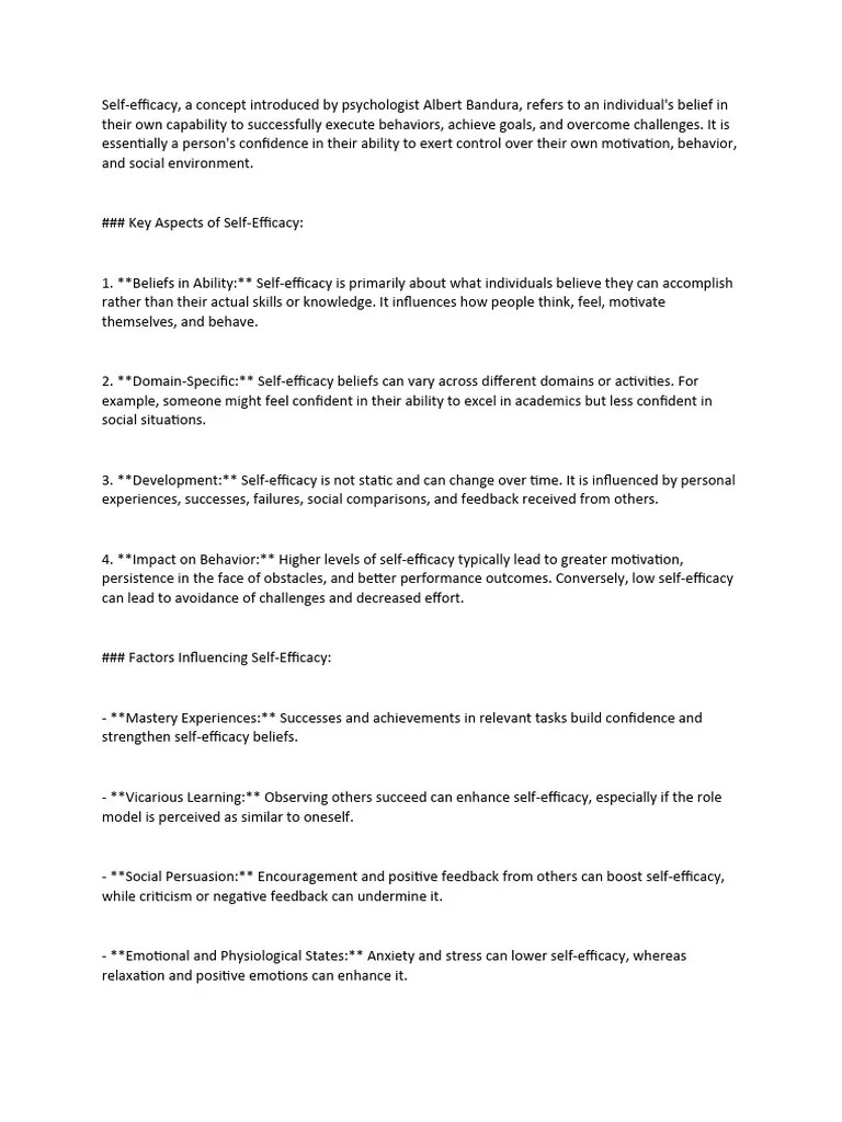 Self Efficacy | PDF | Self Efficacy | Cognitive Psychology