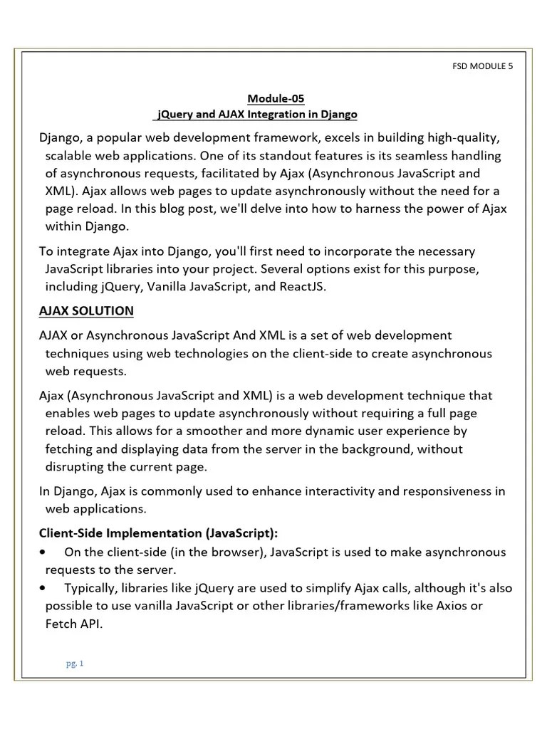 FSD Module-5 | PDF | Ajax (Programming) | Dynamic Web Page