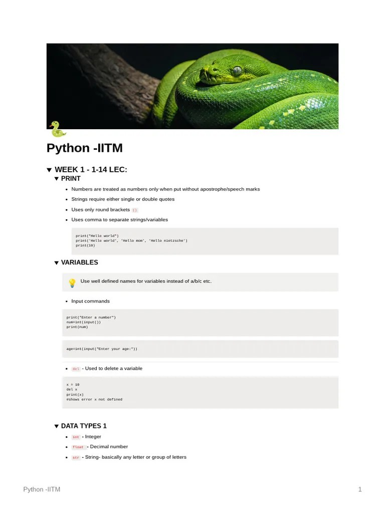 Python IITM Foundational Course | PDF | Parameter (Computer Programming ...