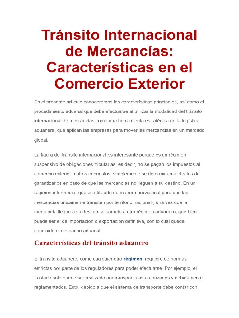 Tránsito Internacional De Mercancías | PDF | Aduana | El Comercio ...