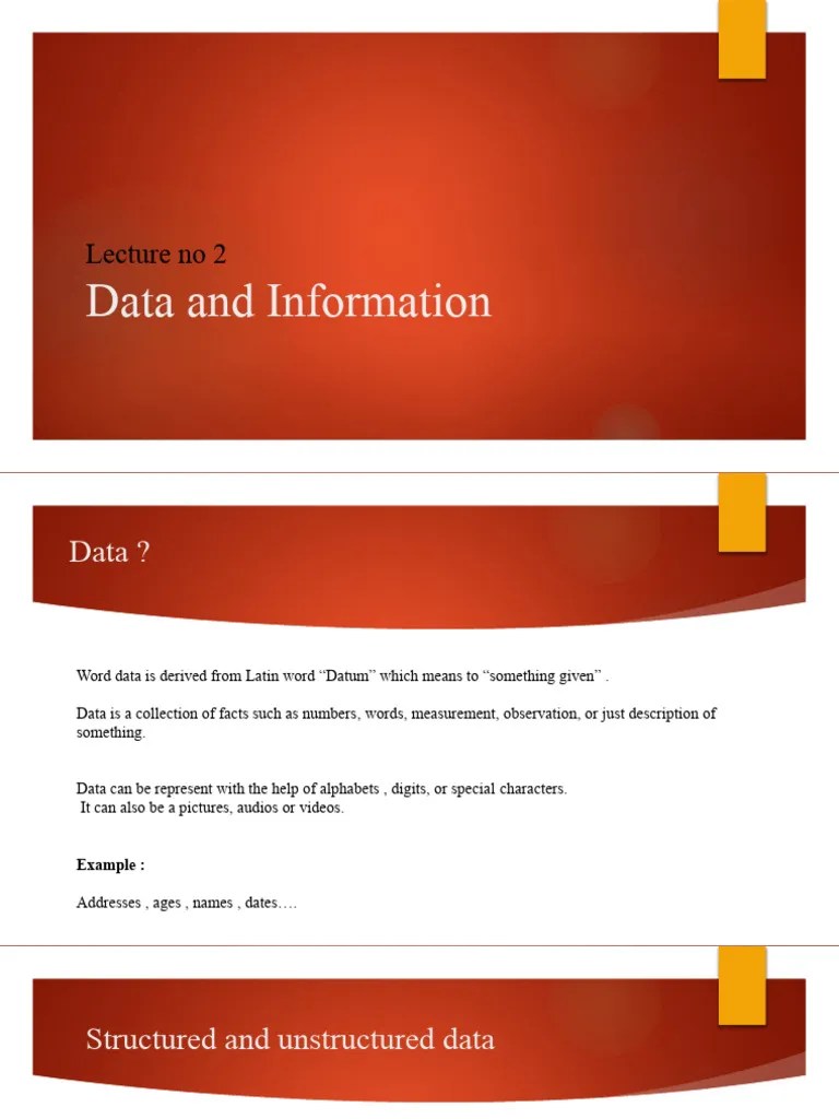 Lec 2 Data And Information | PDF | Data | Information