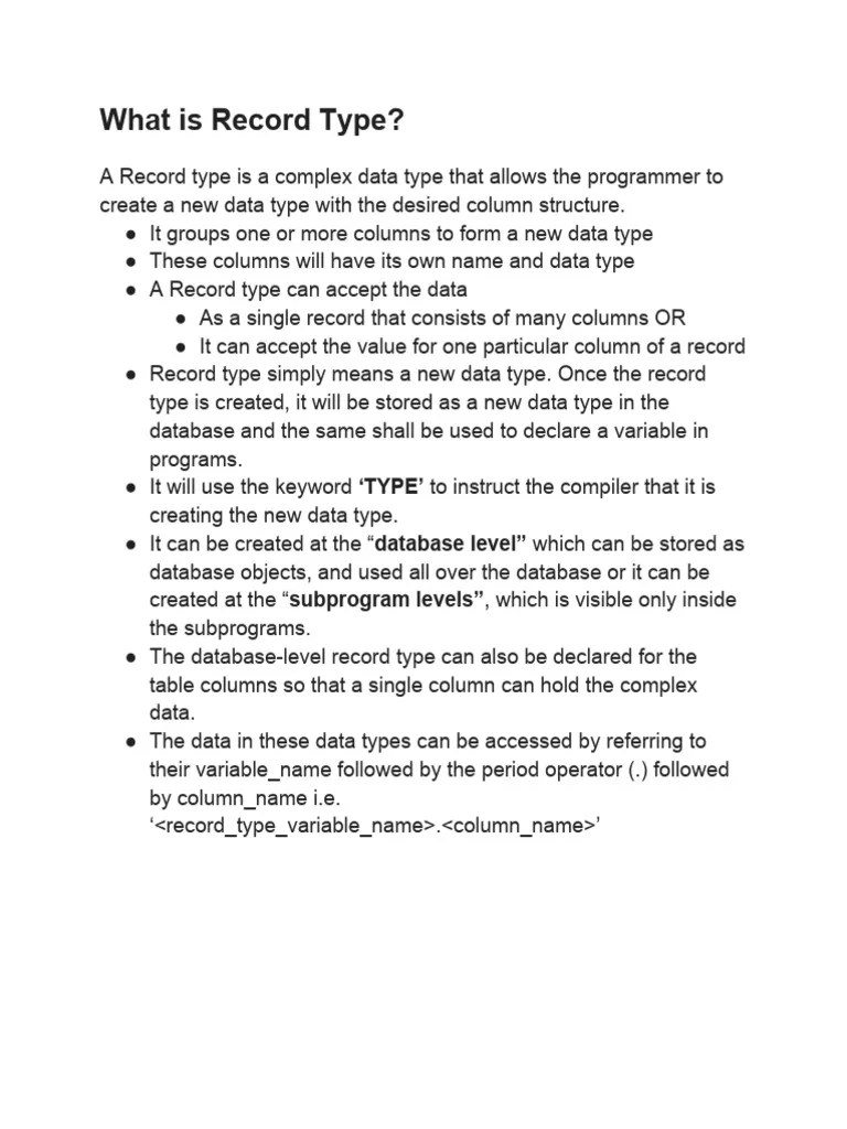 PL - SQL Record Type | PDF | Computers