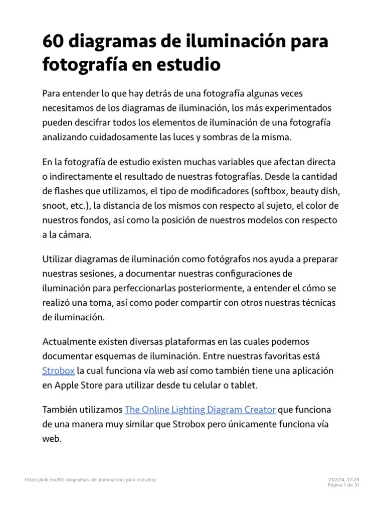 60 Diagramas De Iluminación Para Fotografía En Estudio | PDF