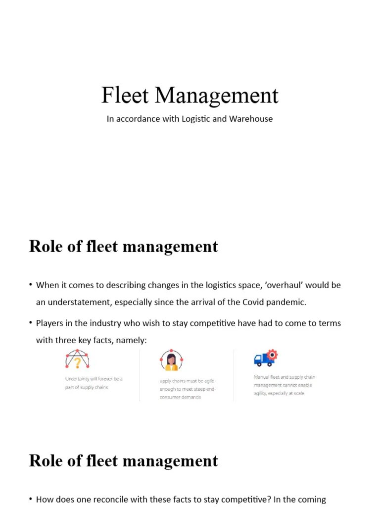 Fleet Management, Logistics And Warehouse | PDF | Warehouse | Logistics