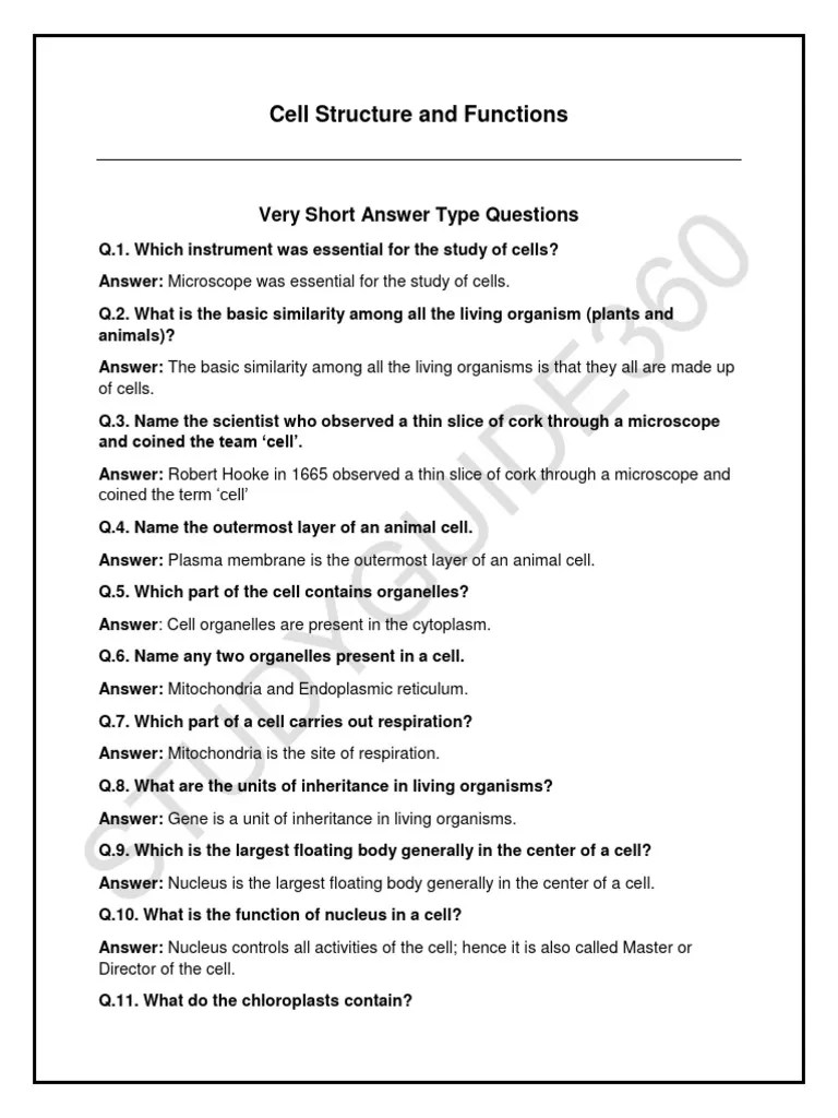 Lakhmir Singh Science Class 8 Solutions Chapter 8 | PDF | Cell (Biology) | Chloroplast