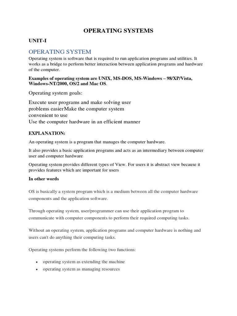 Operating Systems Notes | PDF | Operating System | Computer Data Storage