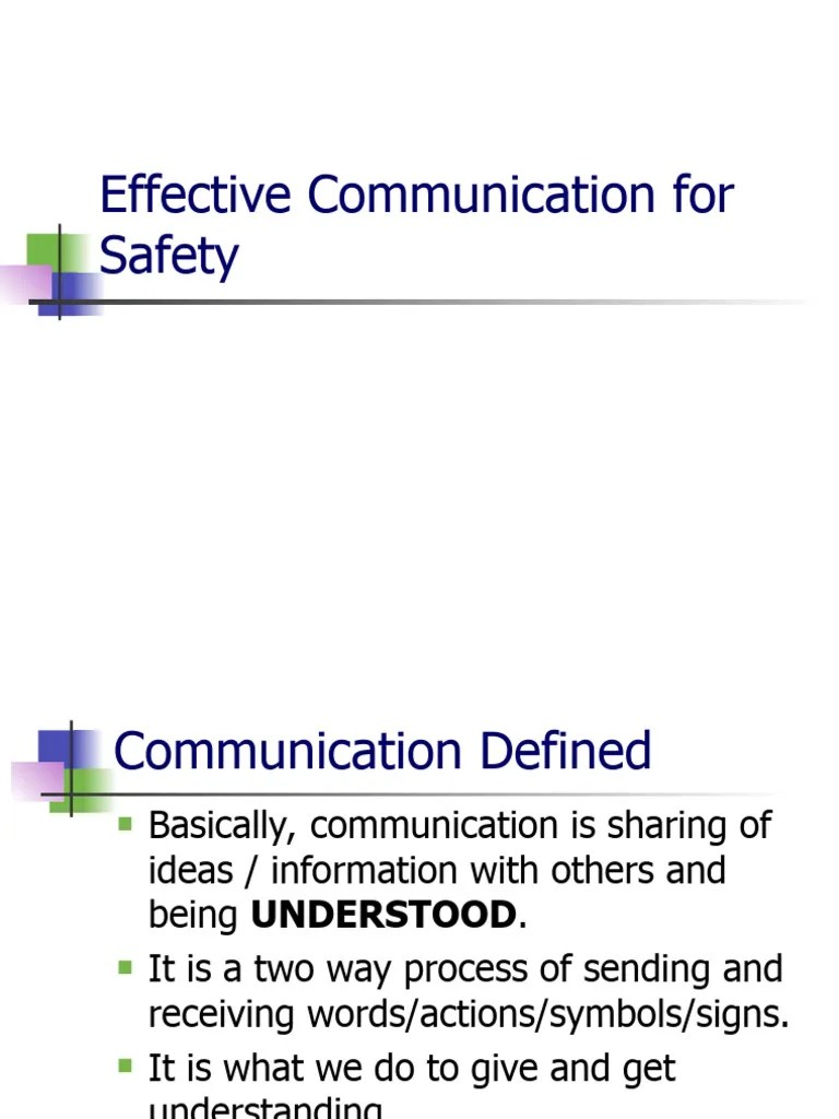 Effective Communication For Safety | PDF | Communication | Human ...