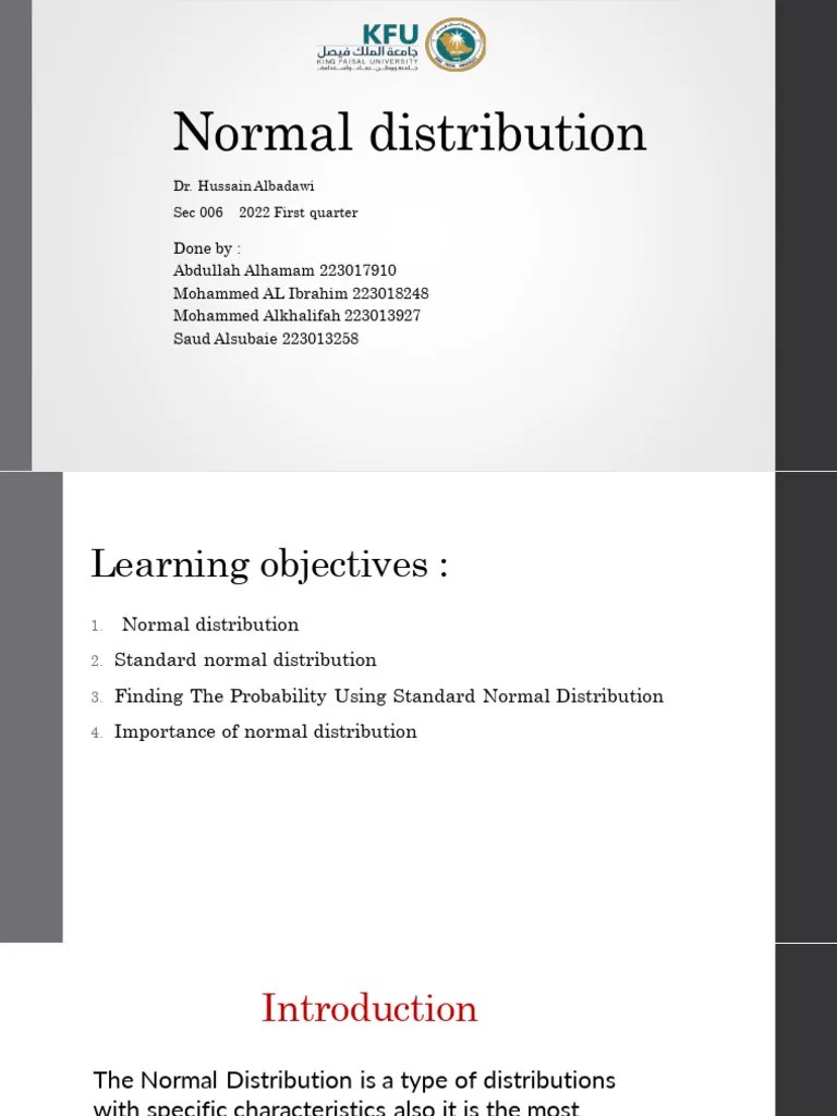 Biostatistics Presentation Normal Distribution | PDF | Normal Distribution | Probability ...