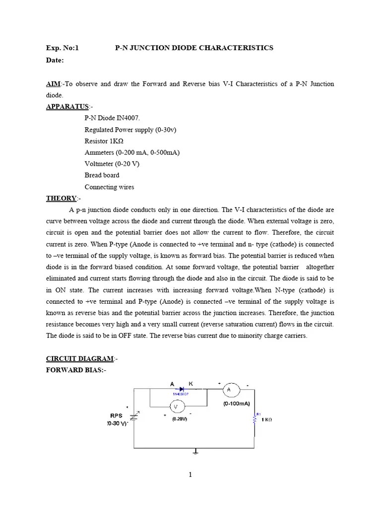 PN Junction Diode Characteristics | PDF | P–N Junction | Diode