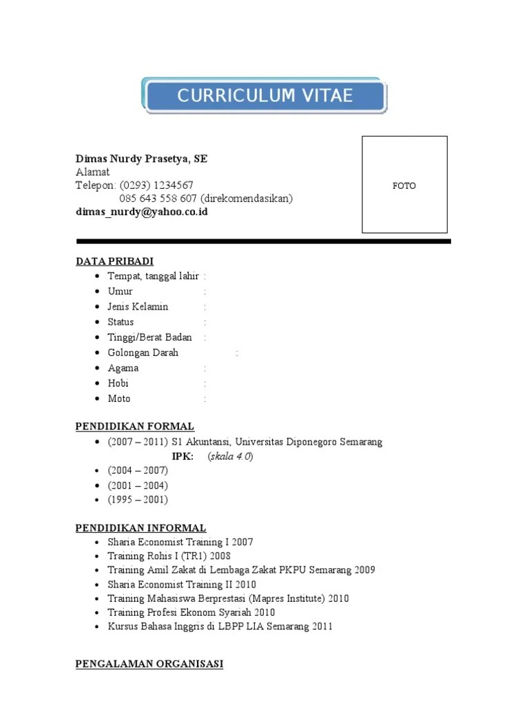 Daftar Riwayat Hidup Kosongan Pdf 