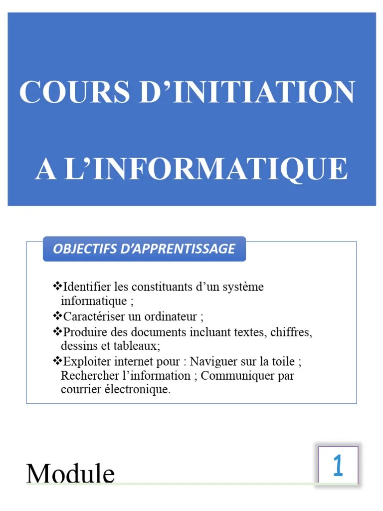 Cours D Initiation Pdf Clavier D Ordinateur Informatique
