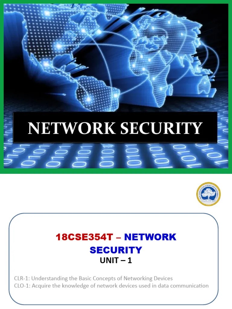 18CSE354T Network Security Unit I | PDF | Denial Of Service Attack | Computer Network