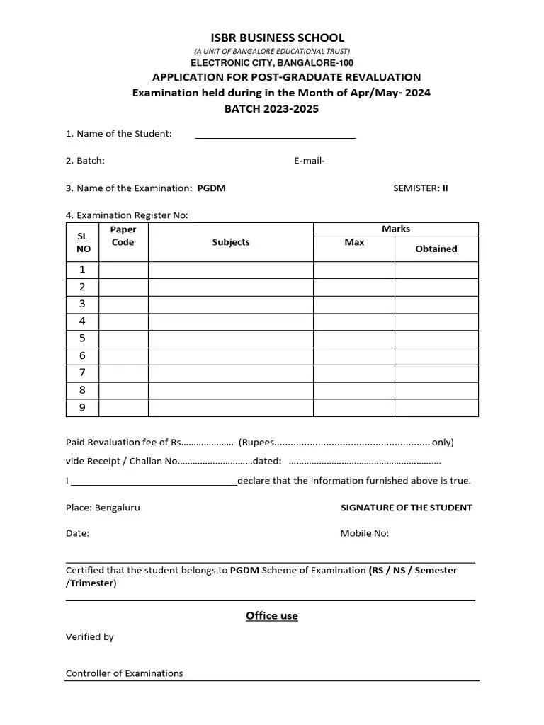 Revaluation Application | PDF