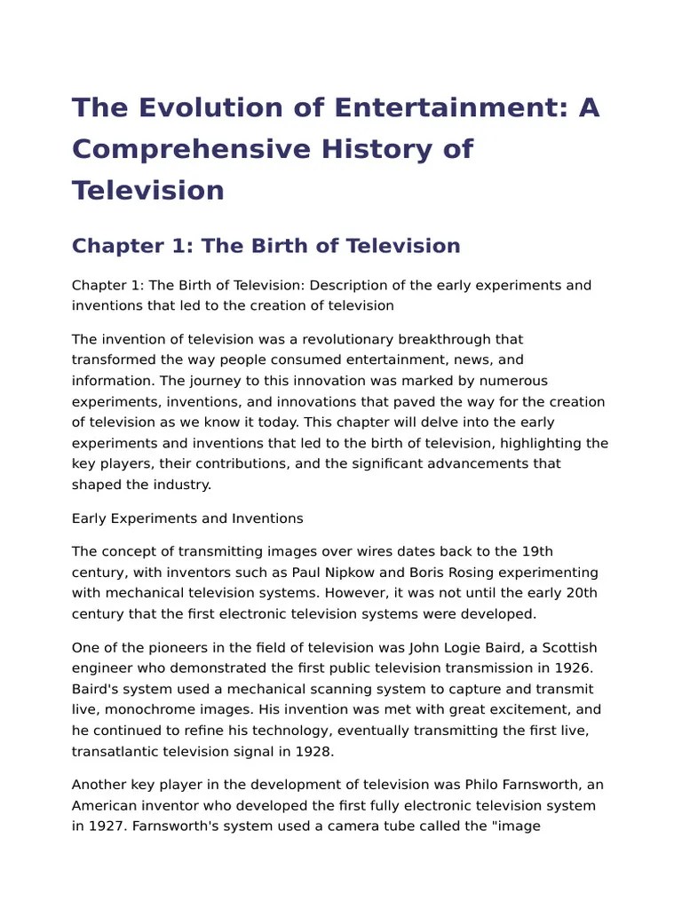 The Evolution Of Entertainment - A Comprehensive History Of Television ...
