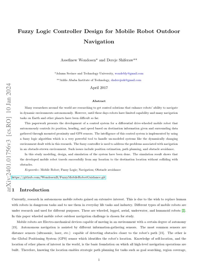 Fuzzy Logic For Mobile Robot Navigation | PDF | Fuzzy Logic | Control Theory