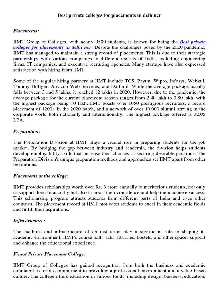 Best Private Colleges For Placements In Delhi NCR | PDF | Entrepreneurship | Mentorship