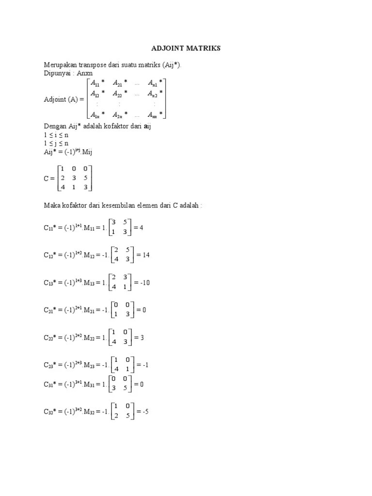 Adjoint Matriks | PDF