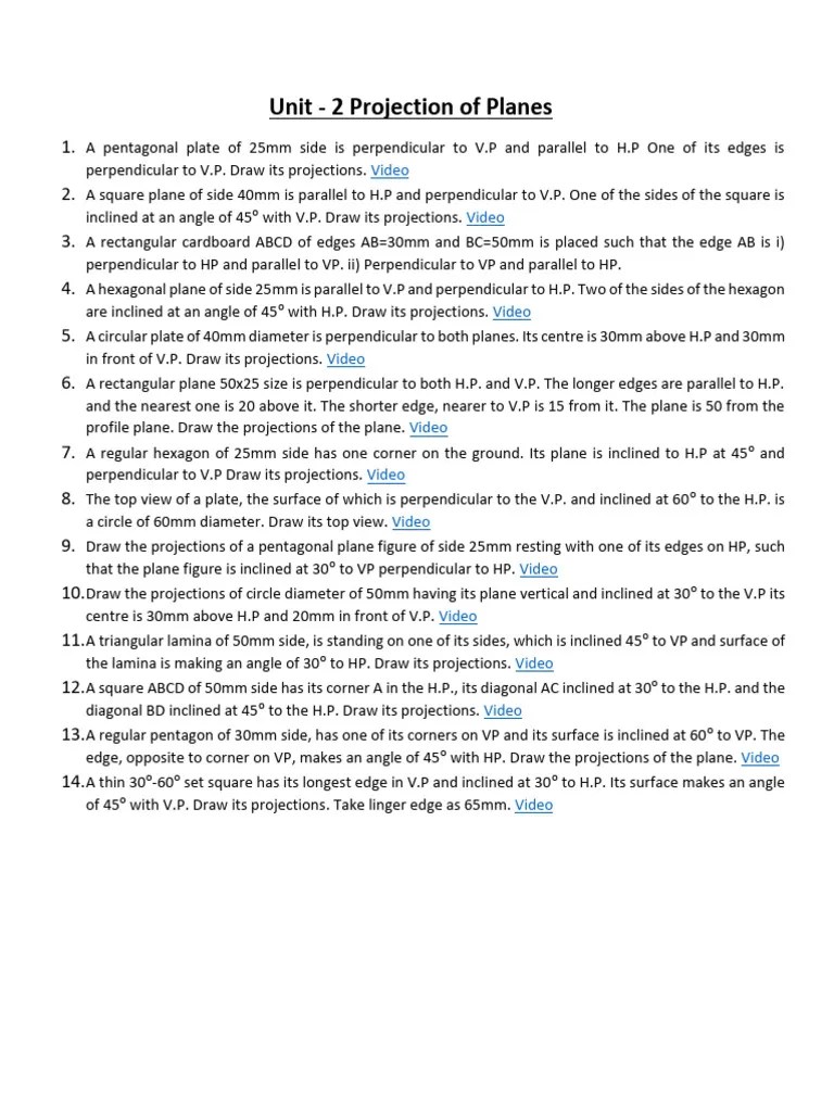 EG Unit - 2 Projection Of Planes | Download Free PDF | Perpendicular ...