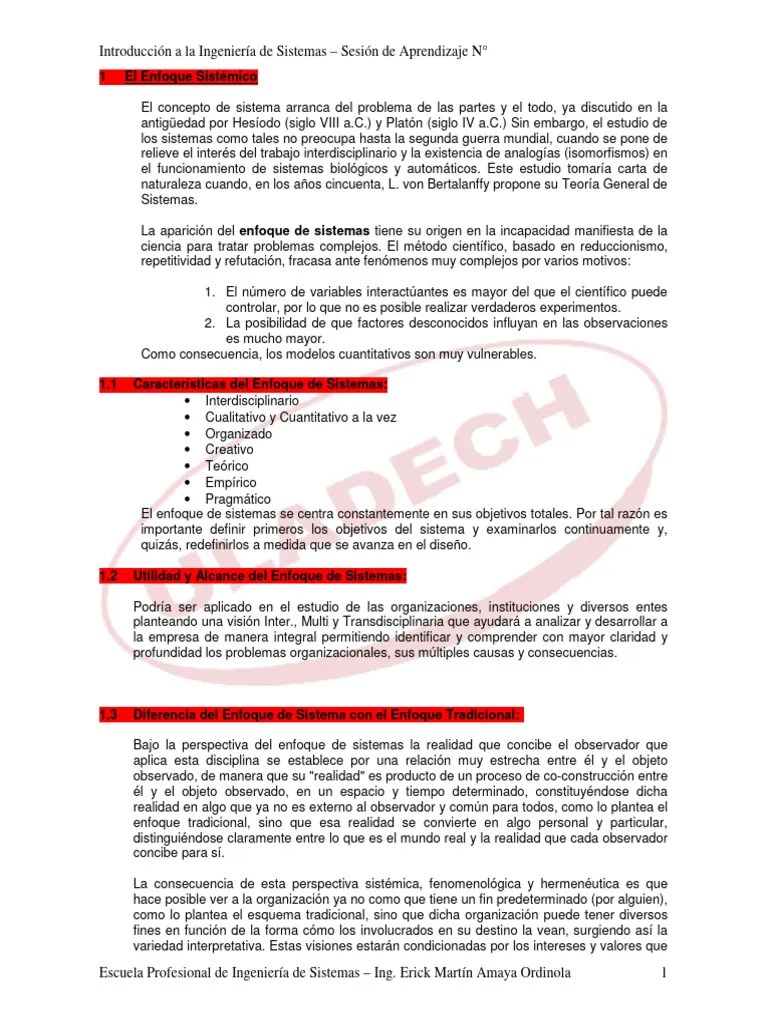 Introduccion A La Ingenieria De Sistemas | PDF | Sistema | Teoría De Sistemas