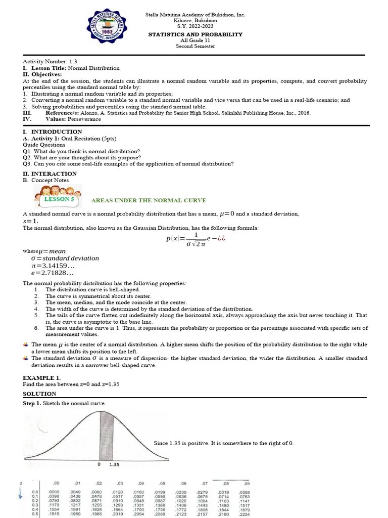 Stat Lesson 3 | PDF | Normal Distribution | Standard Deviation