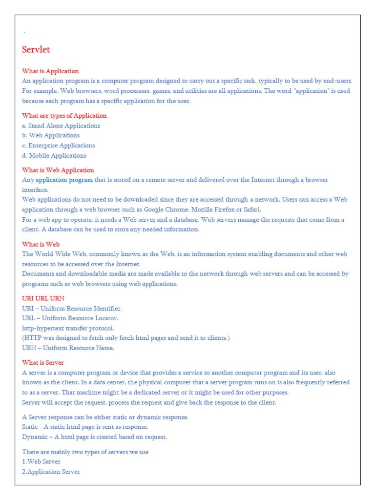 Servlet Notes1 | PDF | Networking | Internet & Web