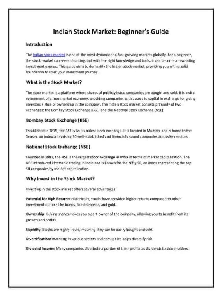 Stock Market Beginners Guide | PDF