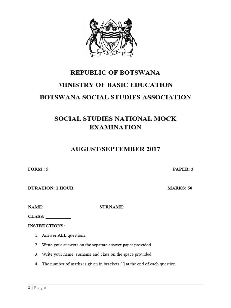 Mock Exam 2017 Bgcse Paper 3 | PDF | Cognition