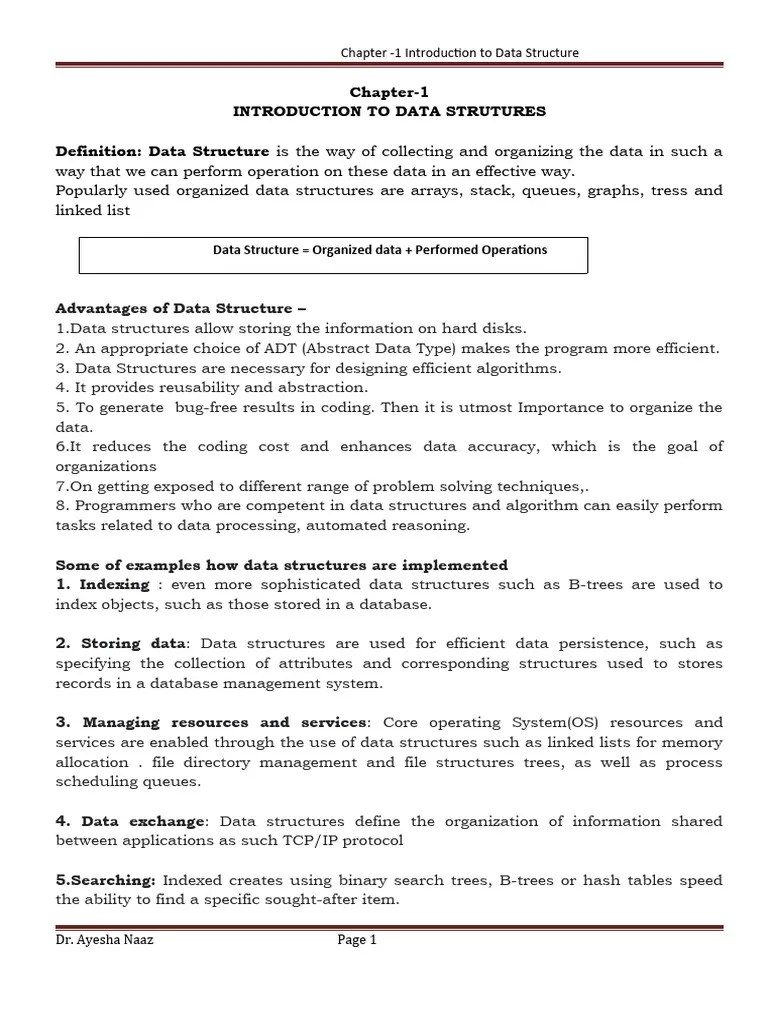 Chapter1 Data Structures | PDF | Data Type | Algorithms