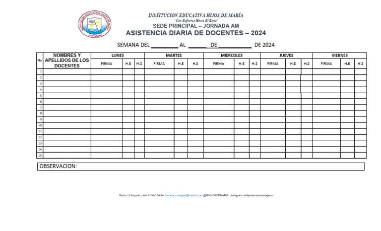Asistencia Docente Semana 2024 Pdf