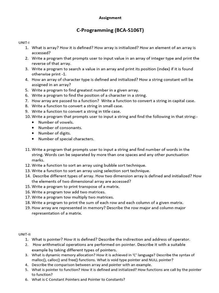 C Programming Assignment | PDF | Pointer (Computer Programming ...