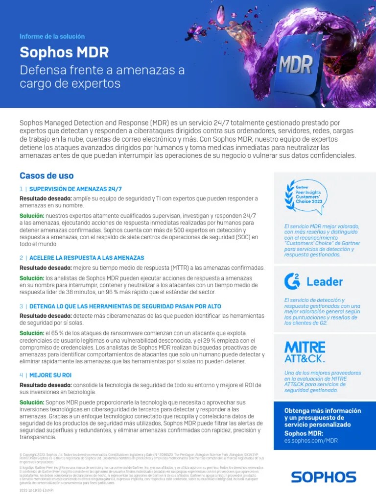 Sophos Managed Detection And Response Sbes | PDF | Informática ...