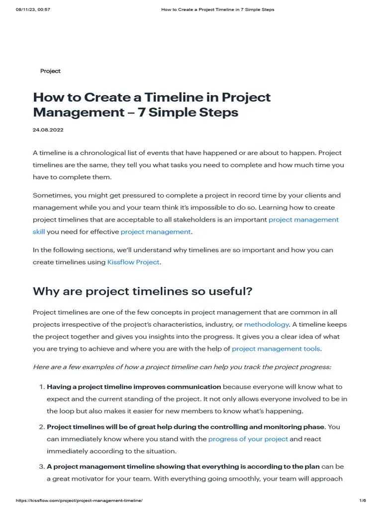 How To Create A Project Timeline In 7 Simple Steps | PDF | Project ...