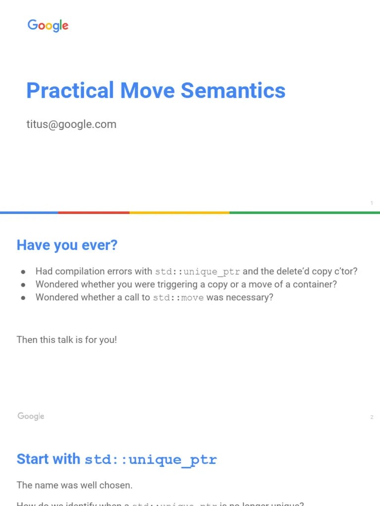 Practical Move Semantics - Titus Winters - CppCon 2015 | PDF ...