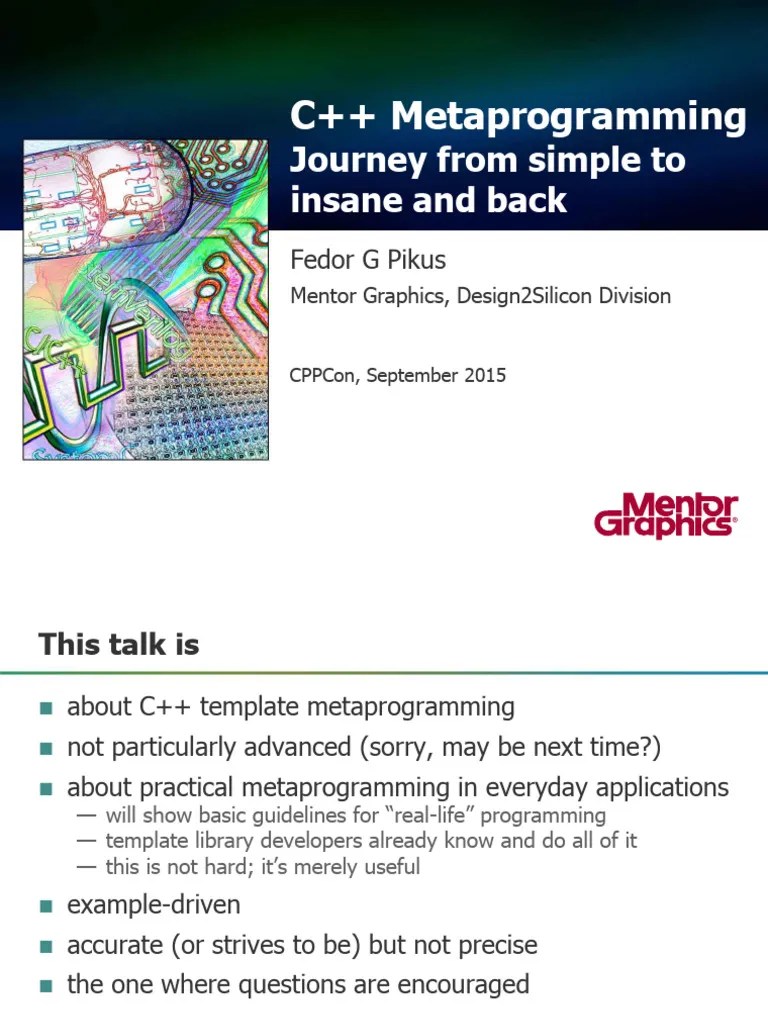 C++ Metaprogramming - Fedor Pikus - CppCon 2015 | PDF | Computer ...