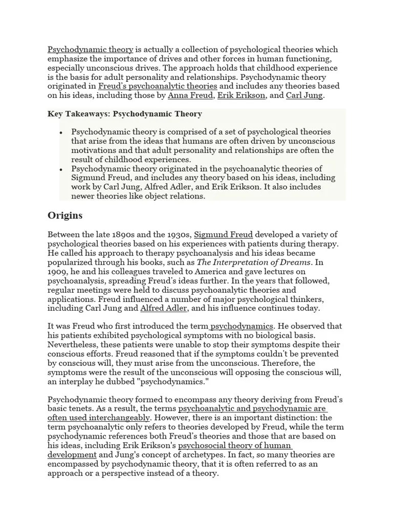 Psychodynamic Theory | PDF | Psychoanalysis | Psychodynamics