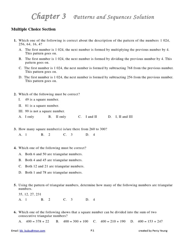 S1 Ch3 Patterns And Sequences | PDF | Length | Triangle