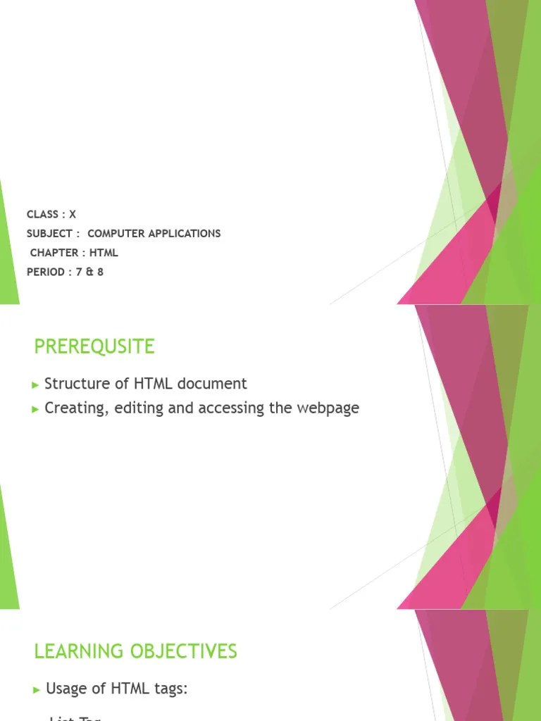 Unit 1. HTML 4 | PDF | Html | Html Element